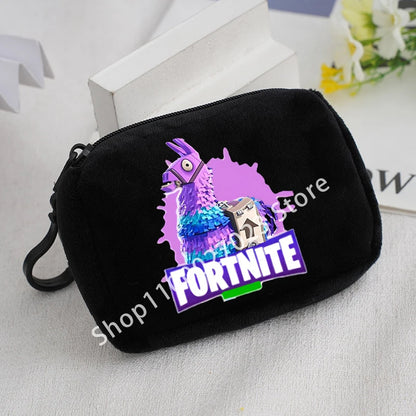 Portamonete in peluche Fortnite per bambini e bambine, portafoglio portatile carino e alla moda, borsa porta carte d’identità in stile cartoon e anime, regalo di compleanno per bambini