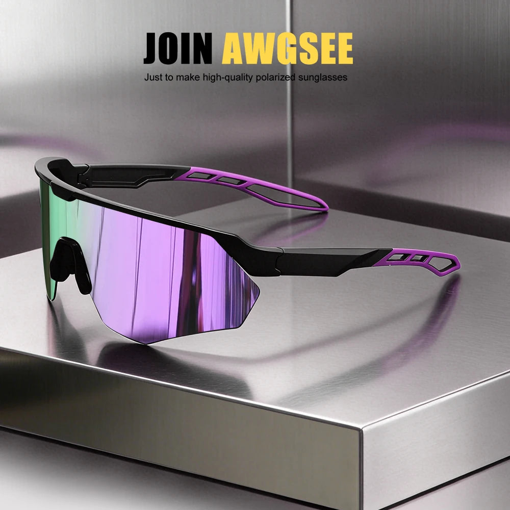 Half frame polarized bicycle sunglasses - windproof, lightweight, unisex, suitable for skiing, running, and outdoor activities