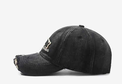 Vintage Old Hole Embroidery Letters Cowboy Baseball Cotton Soft Top Men's and Women's Spring and Summer Casual 56-60cm Sun Hat