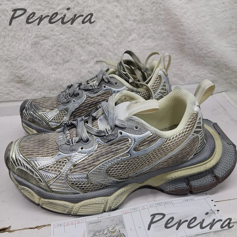 Streetstyle herensneakers met dikke zool, nieuwe gemengde kleuren, vetersluiting, casual koppelschoenen, comfortabel en ademend, voor hardlopen en wandelen