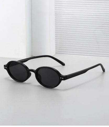 SO&EI Retro Small Oval Sunglasses Women Fashion Rivets Leopard Men Punk Shades UV400 Sun Glasses