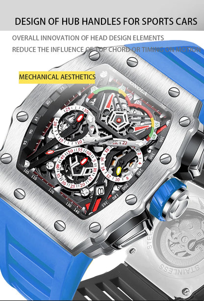 ONOLA Luxury Men Mechanical Watch with Hollow Out Luminous Automatic Watch 3Bar Waterproof Reloj Hombre