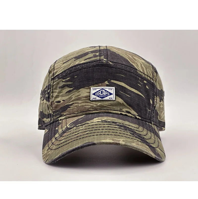 Arbejdstøj-inspireret camouflage-baseballkasket med kort skygge til mænd og kvinder, trendy unisex-solhat til udendørs brug