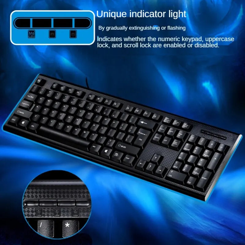Teclado individual Q9 USB de conector quadrado para escritório e casa, PS2 de conector redondo, com fios, para computador de secretária