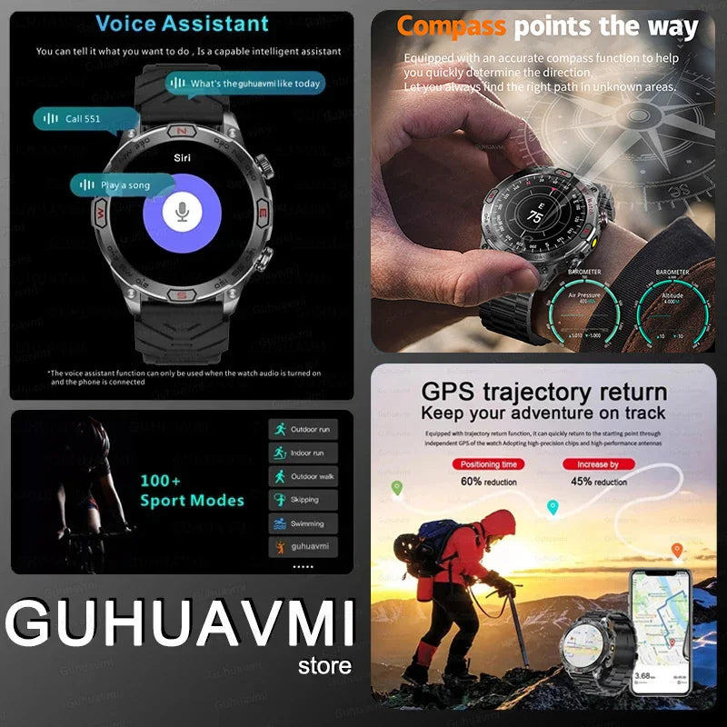 Men's Fashion Outdoor Sport GPS Smart Watch with AMOLED HD Screen, Heart Rate Monitor, and Waterproof Features