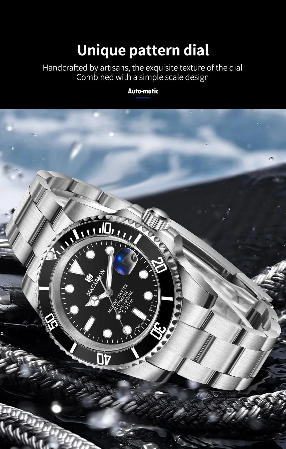 MACARLON Design New 41mm Mechanical Watch for Men Sapphire Glass Luminous Stainless Steel Waterproof China NH35 Automatic Watch TOP
