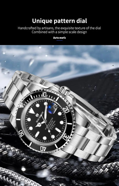 MACARLON Design New 41mm Mechanical Watch for Men Sapphire Glass Luminous Stainless Steel Waterproof China NH35 Automatic Watch TOP