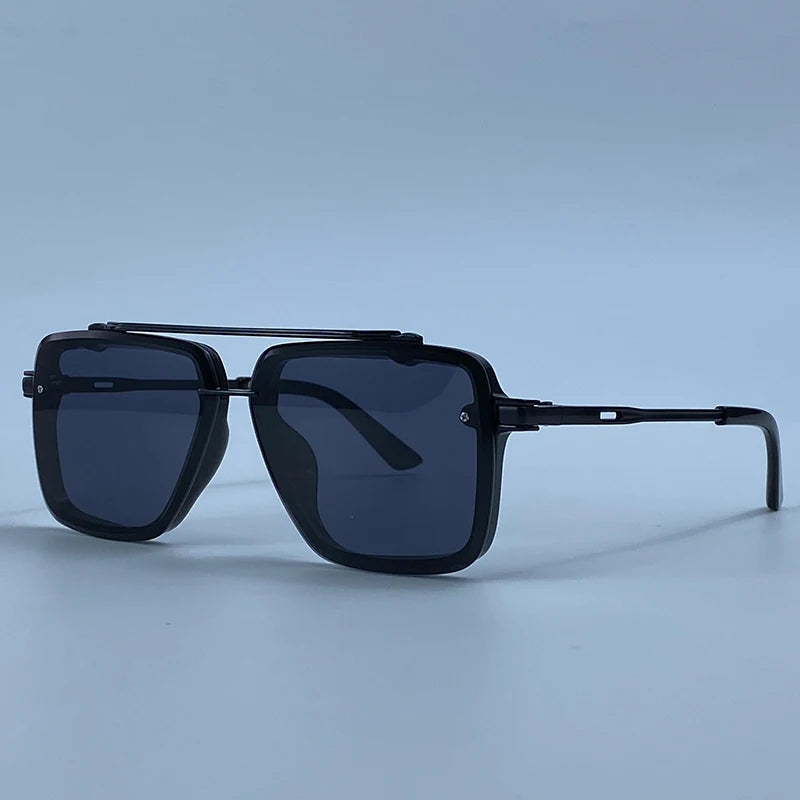 Steampunk Square Double Bridge Sunglasses Men Big 2026 Luxury Brand Designer Retro Punk Driving Sun Glasses Metal Frame Eyewear
