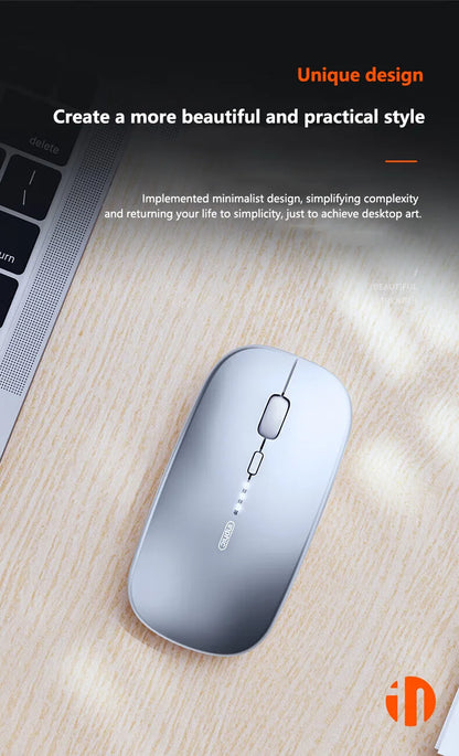Bezdrátová tichá kancelářská myš Inphic M1P, ultratenká přenosná, USB rozhraní, ukazatel stavu baterie, nabíjení TYPE-C