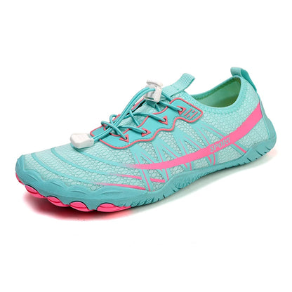 Novos sapatos aquáticos 2025 barefoot para praia e desporto, sapatos de natação antiderrapantes de alta qualidade, sapatos desportivos casuais de cinco dedos unissexo