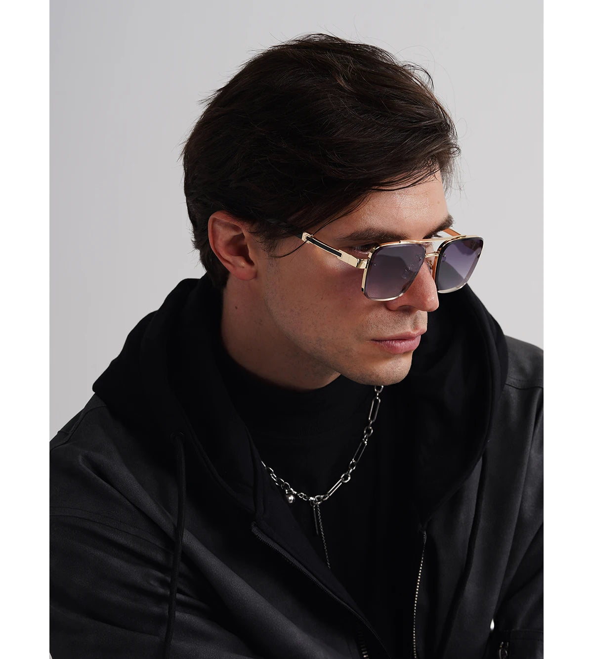 Ruiao Square Mens Designer Sunglasses Metal Frame Gradient Luxury Shades UV400 Rectangle Pilot Sun Glasses for Men