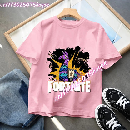 Fortnites Series Summer-børnetøj, hot game T-shirt til drenge og piger, tegneserieprint, kortærmede toppe til børn, sjove fødselsdagsgaver