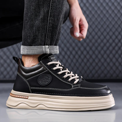 High Quality Men's Casual Leather Thick Bottom Oxford Shoes Fashion Outdoor Flat Top Quality Oxford Shoes Handmade Walking Shoes