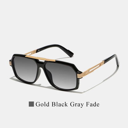 Ruiao Double-Bridge Pilot Sunglasses UV400 Fashion Gradient Shades Metal Frame Unisex Sun Glasses for Men And Women Driving