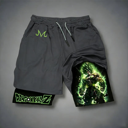 Dragon Ball Anime Broli Printed Double-layer Shorts 2026 Unisex Summer New Quick Drying Breathable Sports and Fitness Shorts