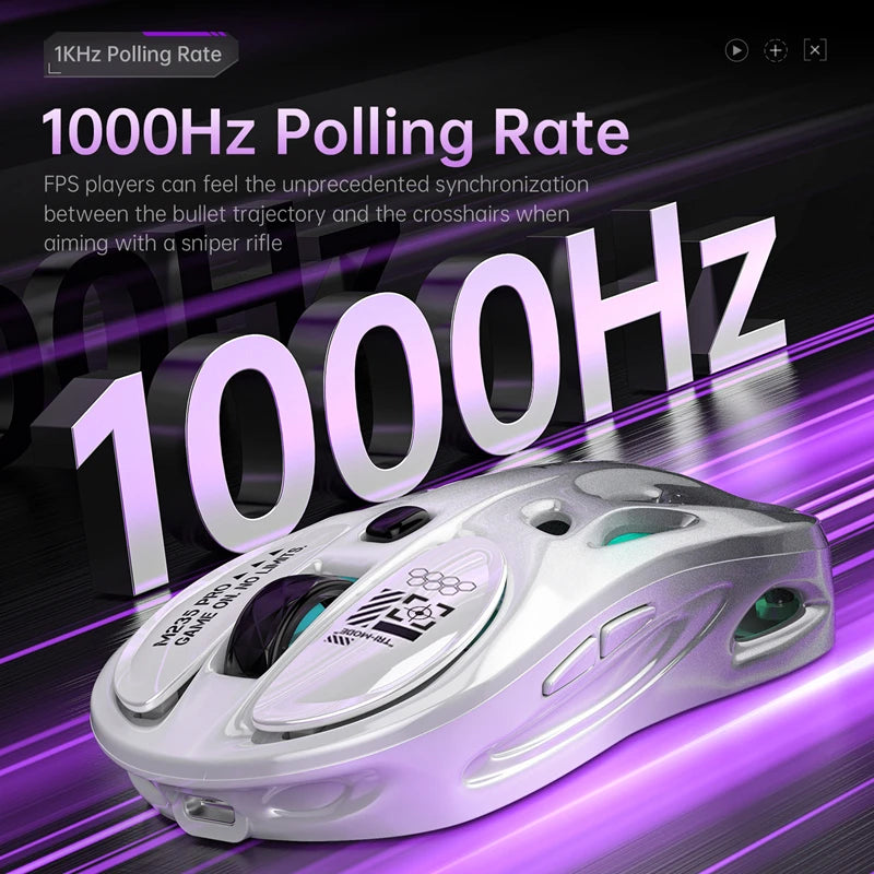 Mouse gaming RGB tri-mode wireless 2.4G, design gol și ușor, cu iluminare Chroma, cu fir și Bluetooth, controller mouse e-sports