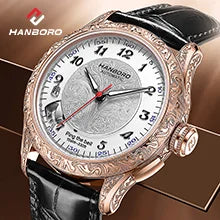 ase Autoy HANBORO Men’s Luxury Automatic Skeleton Watch  Rose Gold Starry Sky Moon Phase Mechanical WristwatchHollow Flywheel Moon Phxury Space Theme Sports Watch 980