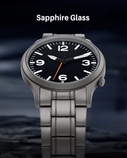 BERNY Full Titanium Watches for Men Super Luminous Sapphire Sports Field Quartz Men's Watch VH31 Wristwatch 5ATM Easy Read