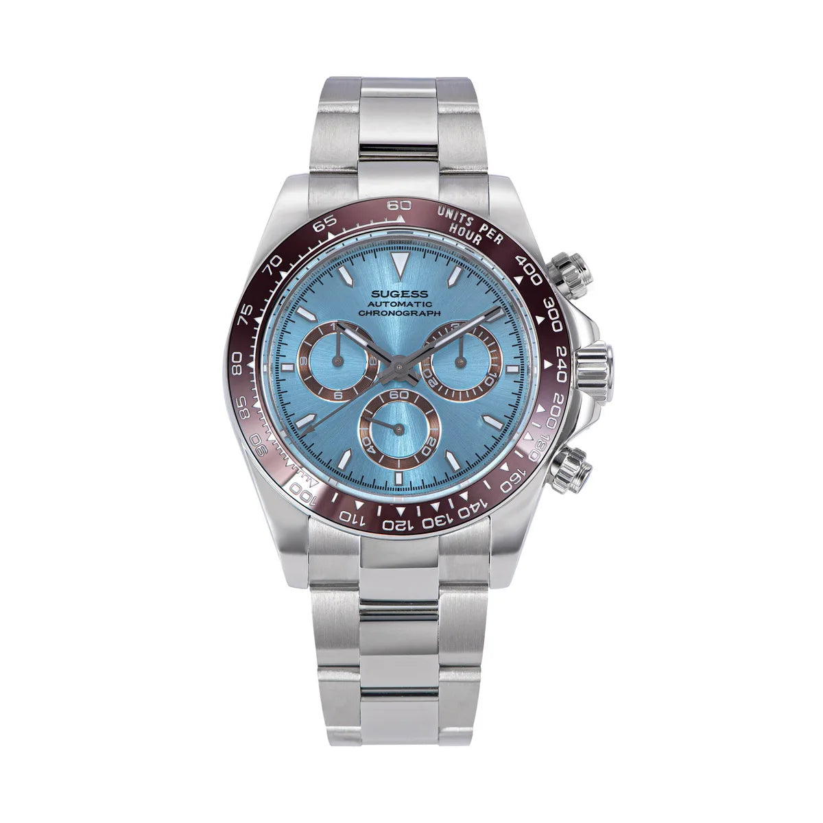 Sugess Diving Mens Watch Panda Automatic Mechanical Chronograph Peacock SL4801 Movement Wristwatch Waterproof Ceramic Bezel New