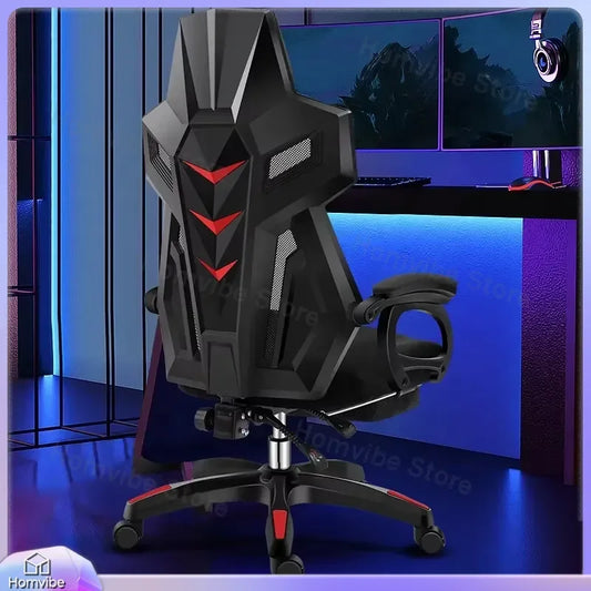 Chaise de jeu ergonomique avec support lombaire, réglable en hauteur, 360° °   Chaise de bureau pivotante en cuir PU pour ordinateur, idéale pour la maison et le bureau, style racing