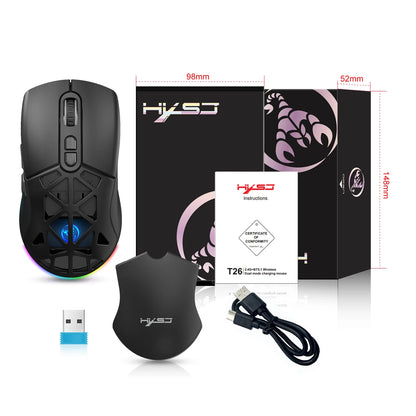 HXSJ T26 Dual Mode Gaming Mouse 2.4G+BT5.1 Wireless Mouse Gaming for Laptop 4800DPI Adjustable Ergonomic Optical Computer Gamer