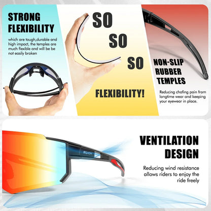 SCVCN Sunglasses for Women Cycling Glasses Bike UV400 Eyewear Sports MTB Outdoor Goggles Men Bike Sunglasses Multi Color Riding