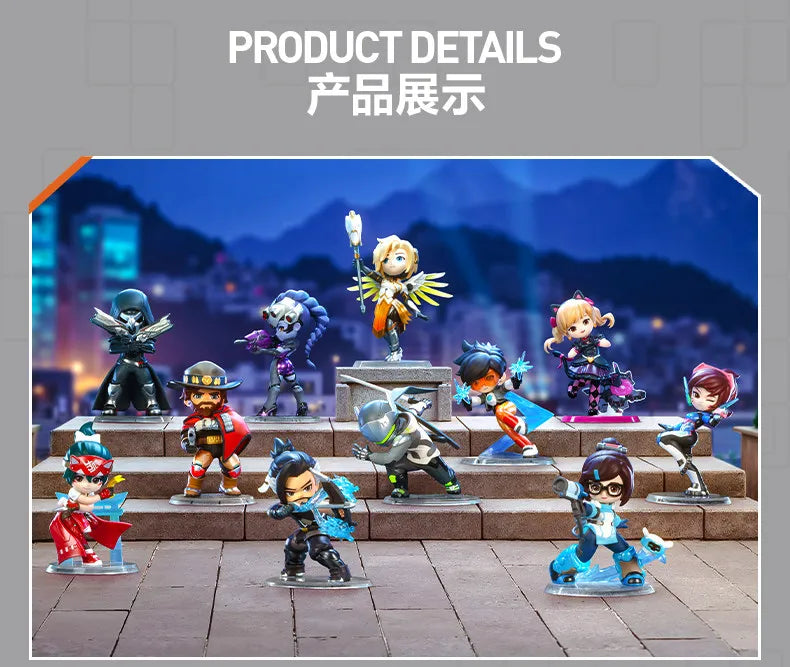 POP MART Overwatch Play of The Game Series Caixa Mistério Original Blind Box Surpresa Figuras de Ação Anime Adoráveis Ornamentos Figurinhas