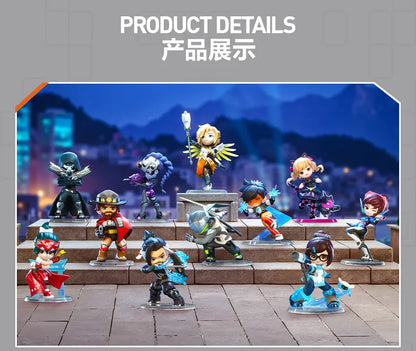 POP MART Overwatch Play of The Game Series Caixa Mistério Original Blind Box Surpresa Figuras de Ação Anime Adoráveis Ornamentos Figurinhas