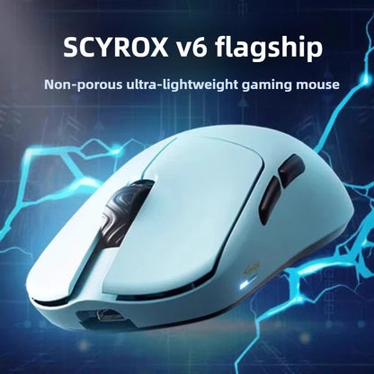 Mouse gaming wireless SCYROX V6 neporos, esports, 40g, 750IPS, cu receptor 8k, răspuns rapid, 3950, calitate superioară, 8KHz