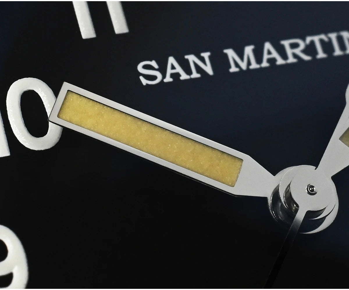 San Martin 36mm Men Pilot Watch VH31 Mechaquartz Movement Sweep Second Quartz Series Simple Style Nylon Strap 10 Bar Luminous