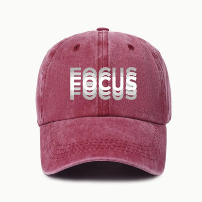 FOCUS Print Cap Washed Cotton Adjustable Classic Style Baseball Cap, Sports Duckbill Hat for Men and Women