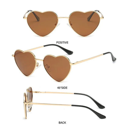 Heart-Shaped Sunglasses Heart Sun Glasses Shades Vintage 90s Glasses UV400 Protection Metal Frame Sunglasses Fancy Accessories