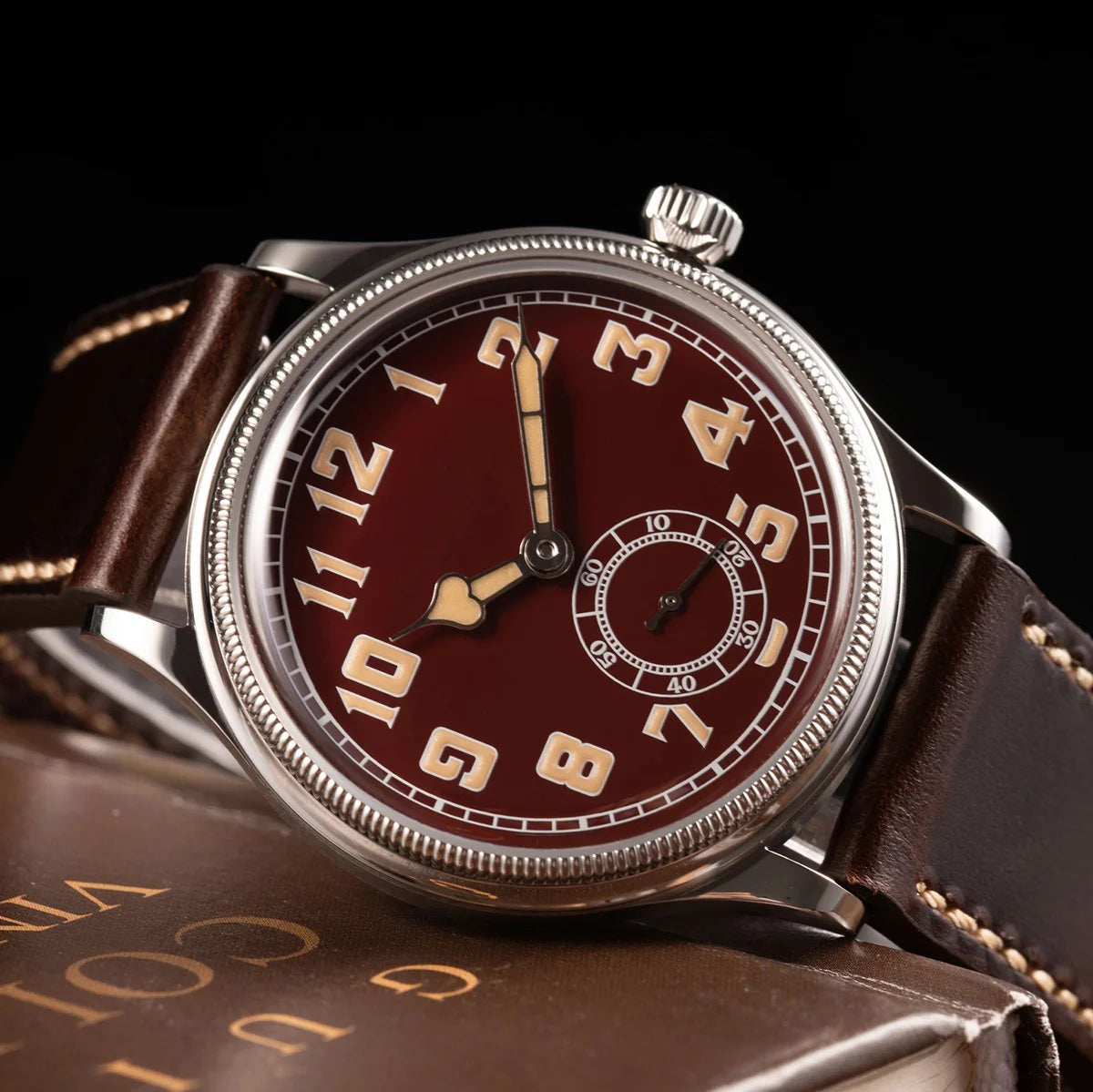 Hruodland 2024 New Retro Classic Men Watches Automatic Mechanical Stainless Steel Brown Leather Diving Wristwatch for Male