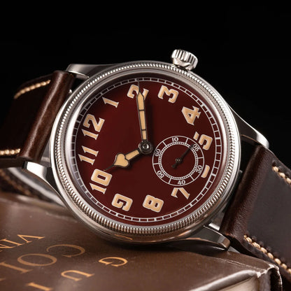 Hruodland 2024 New Retro Classic Men Watches Automatic Mechanical Stainless Steel Brown Leather Diving Wristwatch for Male