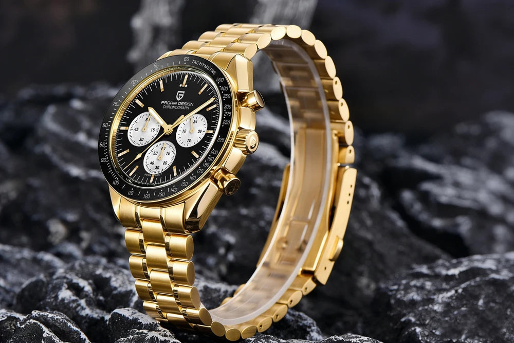 PAGANI DESIGN Moon watch – Luxury quartz chronograph for men, sporty style, sapphire crystal with anti-reflective coating, luminescent display
