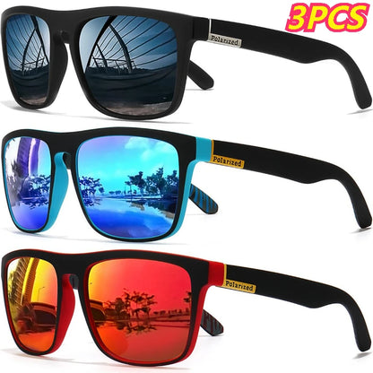 Black Polarized Square Sunglasses Men Women Fashion Classic Driving Shades for Outdoor Sports Cycling Travel Fishing Eyewears