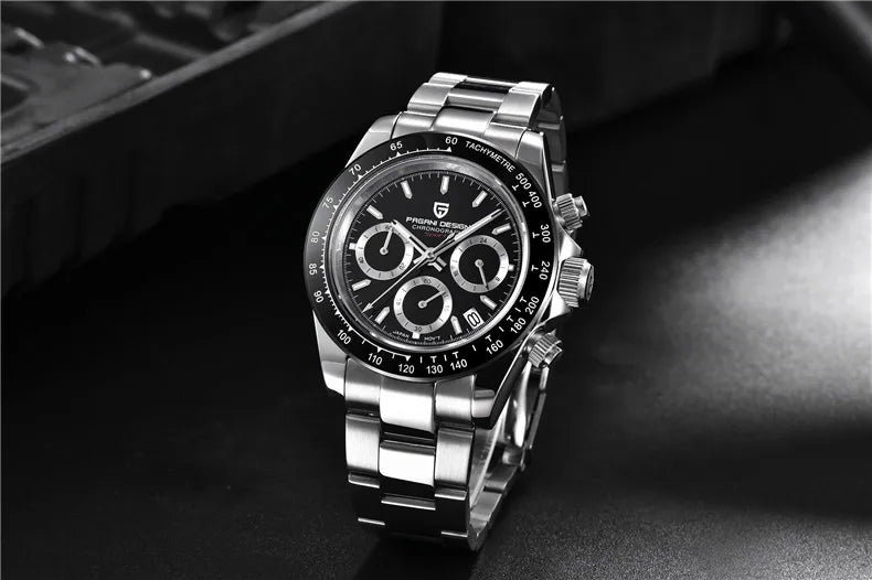 Montre-bracelet pour homme PAGANI DESIGN – Chronographe de luxe, mouvement à quartz MIYOTA VK63, verre saphir, étanche, style sportif