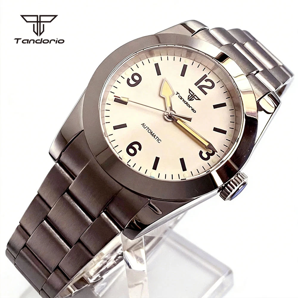 Tandorio Mechanical Automatic 36mm/39mm Explorer Style Watch Sapphire Glass Miyota8215 or PT5000 Men's Wristwatch Glide Clasp