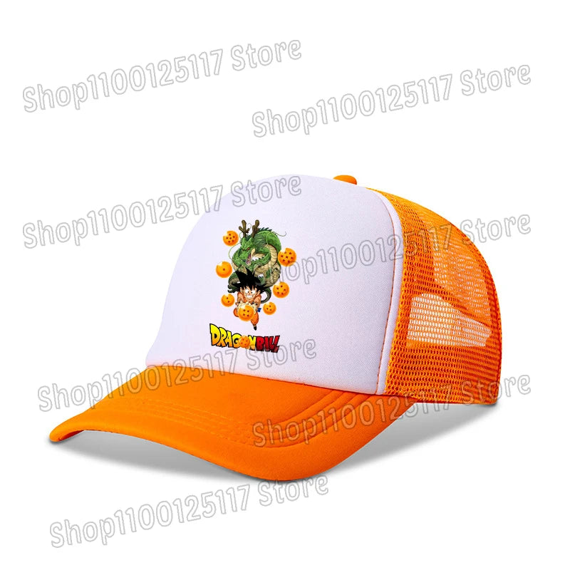 Dragon Ball baseball sapka, anime-nyomtatott sapkák, lélegző, csúcsos sapka, rajzfilm, Goku, nyári sport, snapback, hálós napellenzős sapka, gyermekajándék
