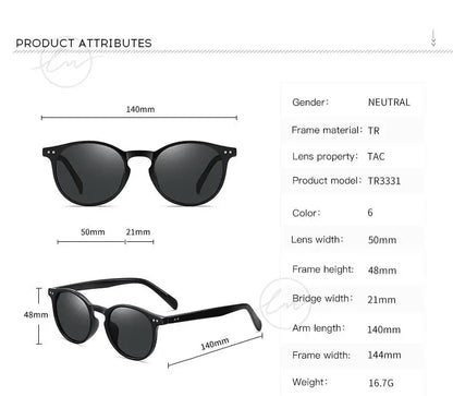 LM Retro Round Sunglasses Women Men Ultralight TR90 Polarized Unisex Driving Shades Vintage Sun Glasses UV400 Gafas De Sol