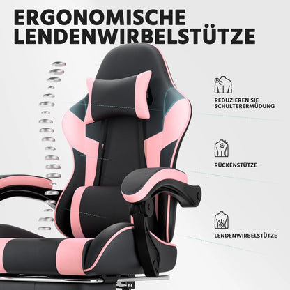 Ergonomic Computer Gaming Chair with Waist Support, Breathable PU Leather Office Chair, Seat Height and Backrest Adjustable