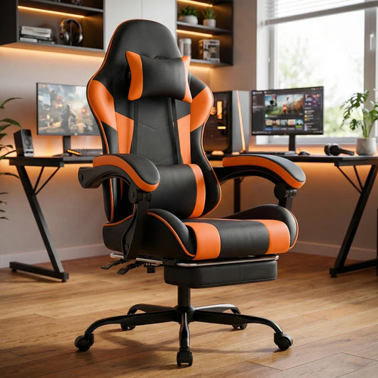 Gaming Chair Ergonomic Gaming Chair with Lumbar Support, Breathable PU Leather Office Chair, Comfortable Computer Chair