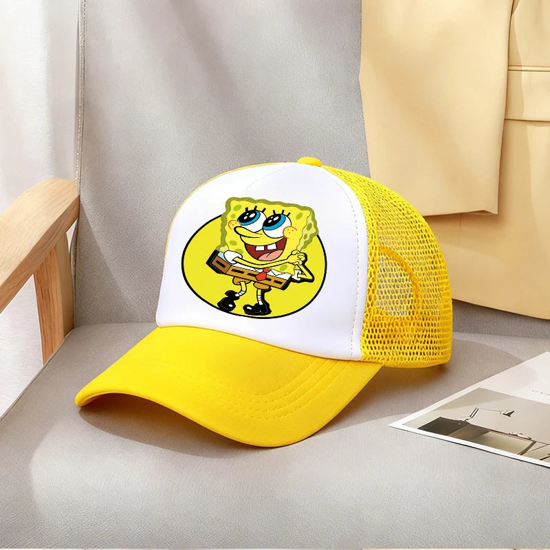 Cute SpongeBobs Baseball Cap Movie Cartoon Round Role Boy Girl Kids Adult Sport Casual Sunshade Adjustable Anime Peaked Mesh Hat