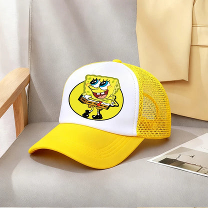 Cute SpongeBobs Baseball Cap Movie Cartoon Round Role Boy Girl Kids Adult Sport Casual Sunshade Adjustable Anime Peaked Mesh Hat