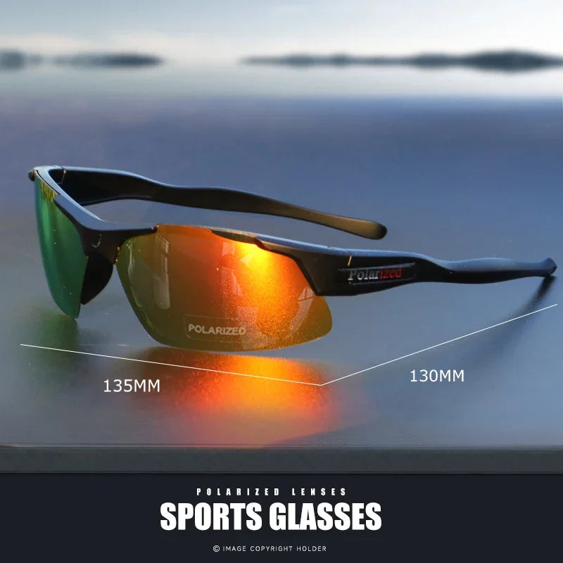 Men's Semi-Rim Polarized Sports Glasses - Matte Durable Frame & HD Coated Lenses for Golf/Fishing/Travel/Daily Use