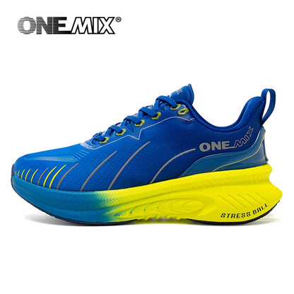 ONEMIX Nye løbesko med støddæmpning til mænd, velegnede til tunge løbere, snøresko til sport, kvinder, skridsikre udendørs atletiske herresneakers