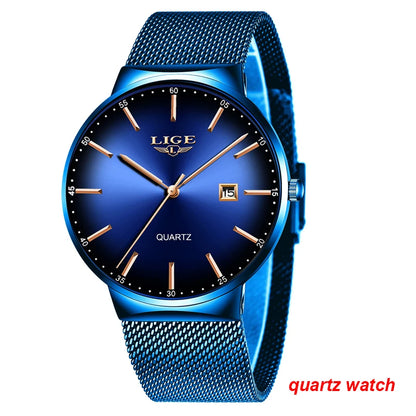 Relógios de pulso mecânicos automáticos para homem LIGE – Relógio de luxo de gama alta com turbilhão, modelo elegante e estanque, ideal para o trabalho ou ocasiões formais.