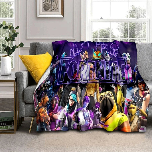 Coperta in flanella 3D F-Fortnites Cartoon Game, morbida e calda, per camera da letto, soggiorno, letto, viaggio, campeggio, picnic e regalo