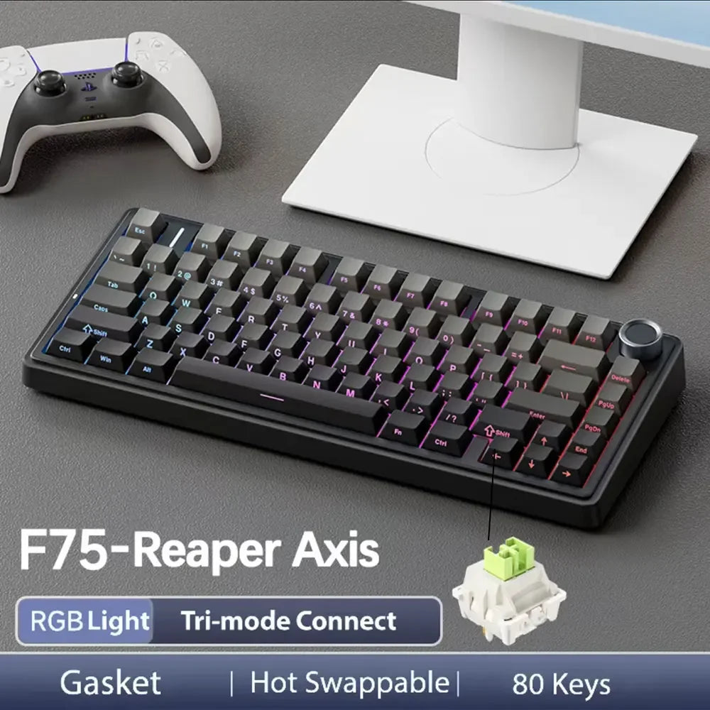 AULA F75 2.4G Wireless/Bluetooth/Wired Gaming Mechanical Keyboard RGB Customized 75% Layout OEM Profile Gasket PC Game Keyboard