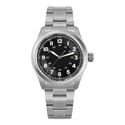 Relógio de Quartzo Vintage Militar Militado ML08 V2 com Movimento VH31, Vidro Duplo de Safira, Luminescência C3 BGW-9, Impermeável, 38mm